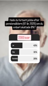 Bild på undersökning gällande hur många som vill arbeta efter pensionsåldern